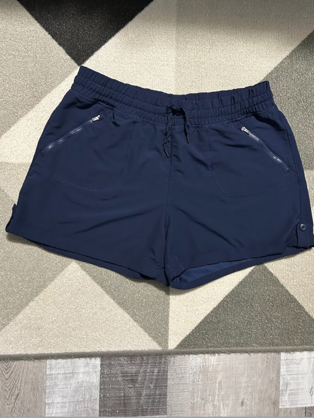 Tangerine Navy Rolled Hem Elastic Waist Running Athletic Shorts Women's Size XXL